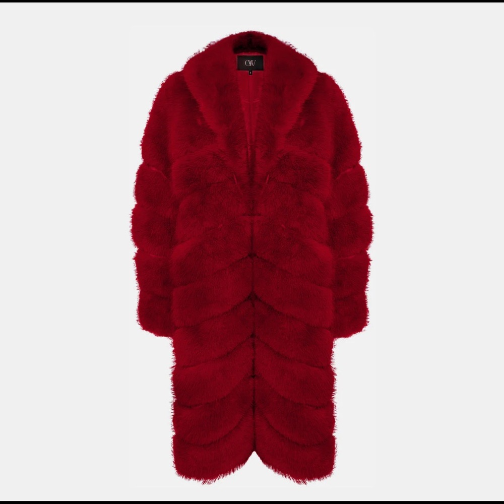 OW Copenhagen Red Faux Fur Coat
